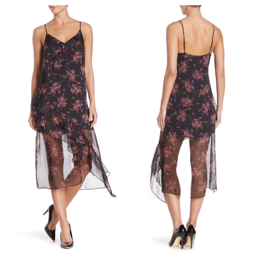 NWT 1. State Wildflower dress sheer ruffle S NWT
